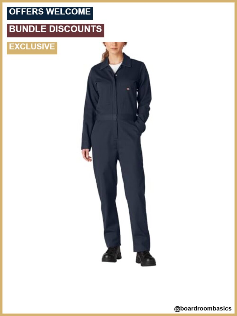 Long Sleeve Cotton Twill Coverall Box Pleat Back Work Utility